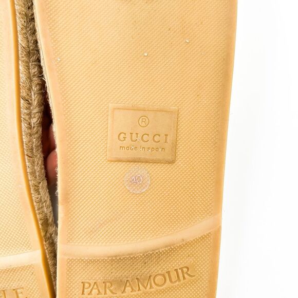 Gucci InterlockingGG Gold Leather Espadrille Sandals Slides Cutout Size 40, US 1 - Picture 9 of 13